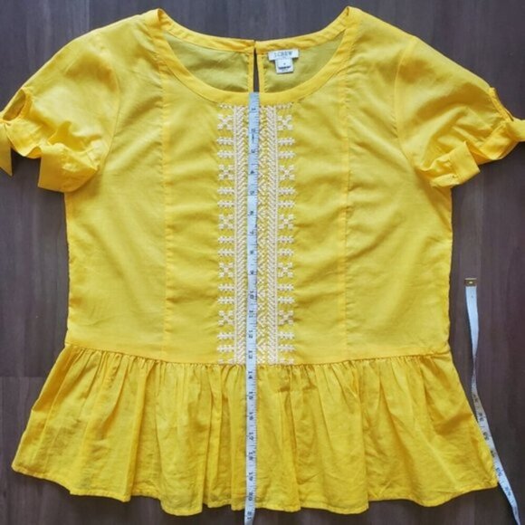 J. Crew Yellow Embroidered Top Size 4 - Picture 7 of 11